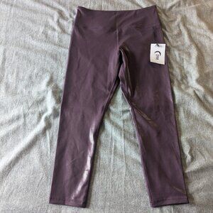NEW ZYIA Active Plum Metallic Plus Light n Tight Hi-Rise 7/8 24" - Size 12